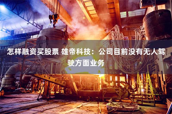 怎样融资买股票 雄帝科技：公司目前没有无人驾驶方面业务