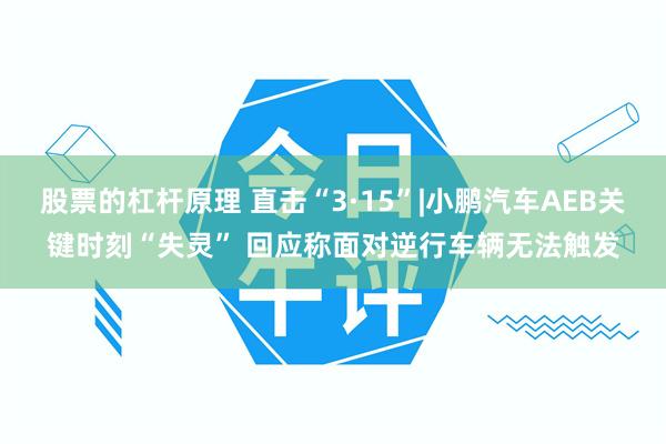 股票的杠杆原理 直击“3·15”|小鹏汽车AEB关键时刻“失灵” 回应称面对逆行车辆无法触发