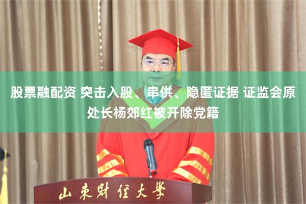 股票融配资 突击入股、串供、隐匿证据 证监会原处长杨郊红被开除党籍