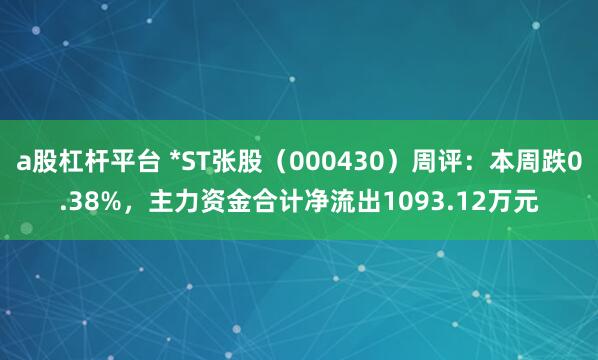 a股杠杆平台 *ST张股（000430）周评：本周跌0.38%，主力资金合计净流出1093.12万元